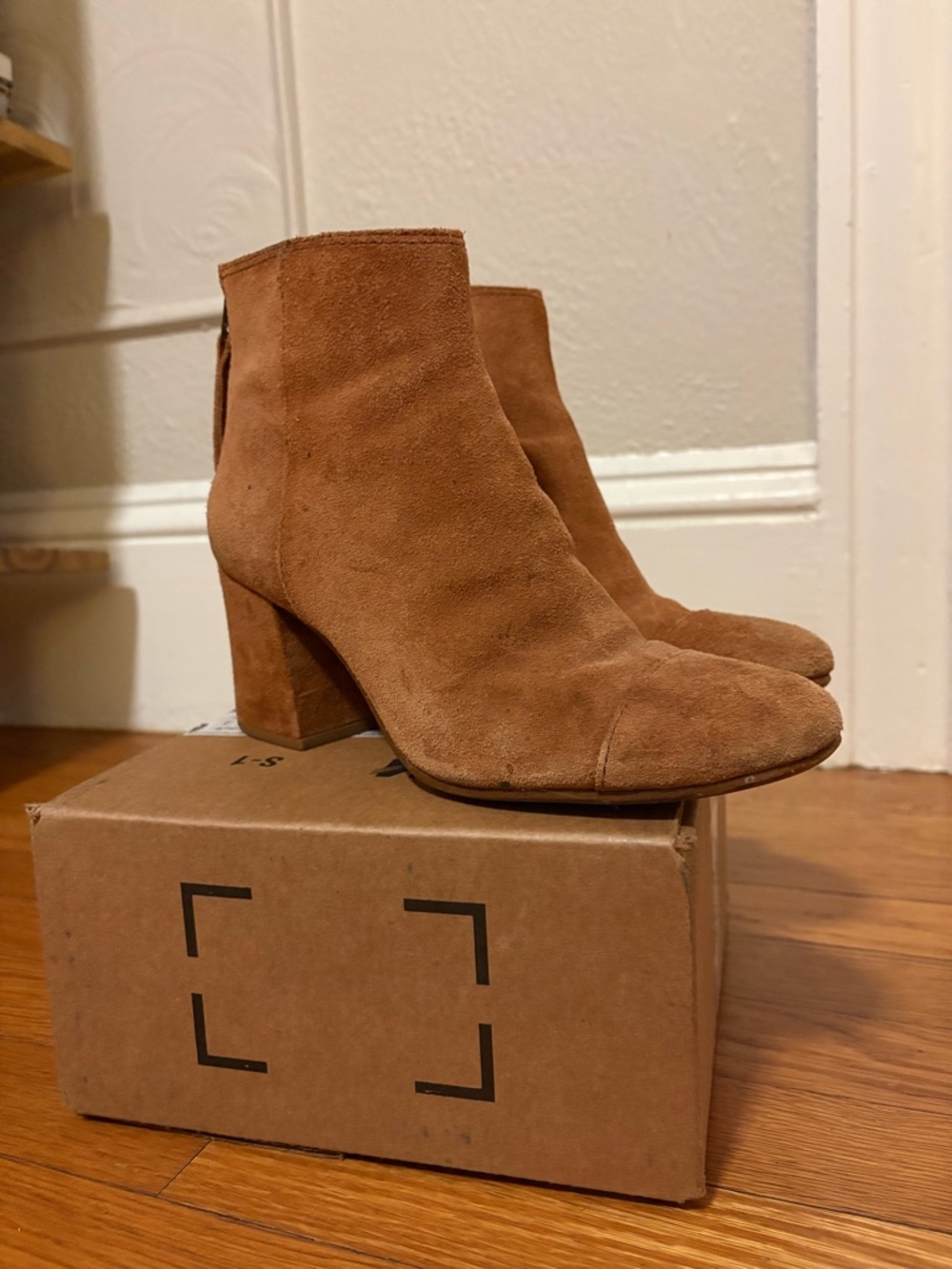 Madewell Suede Block Heel Ankle Boots - Brown